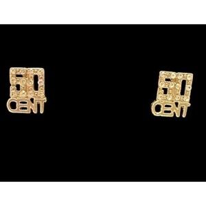50 Cent Gold Stud‎ Earrings